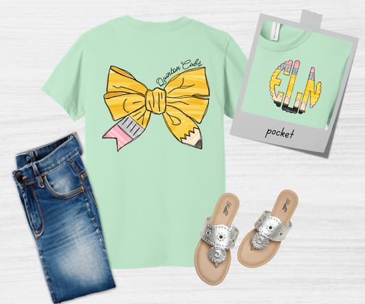 Pencil Bow Youth & Adult with Monogram Shirt