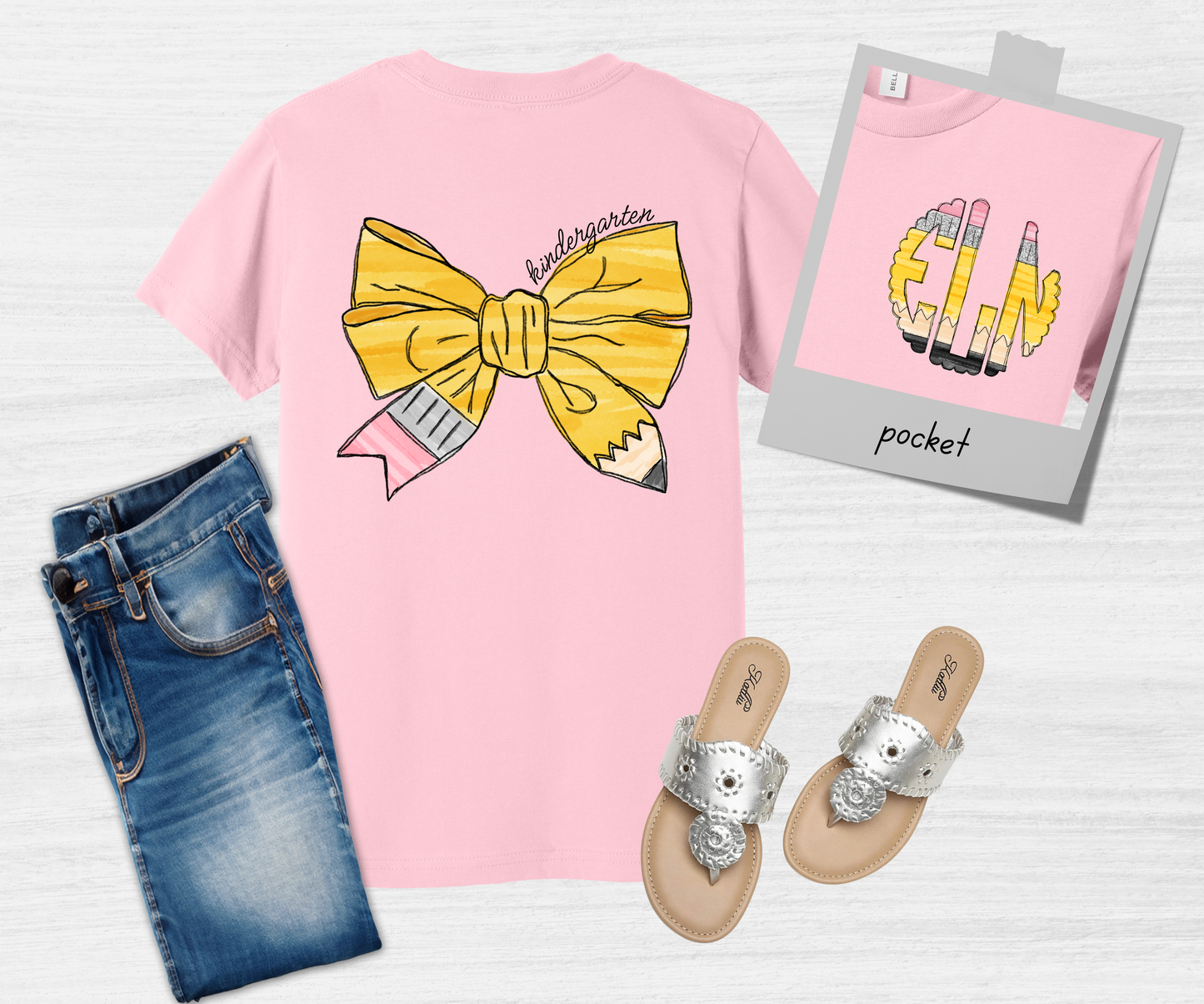 Pencil Bow Youth & Adult with Monogram Shirt