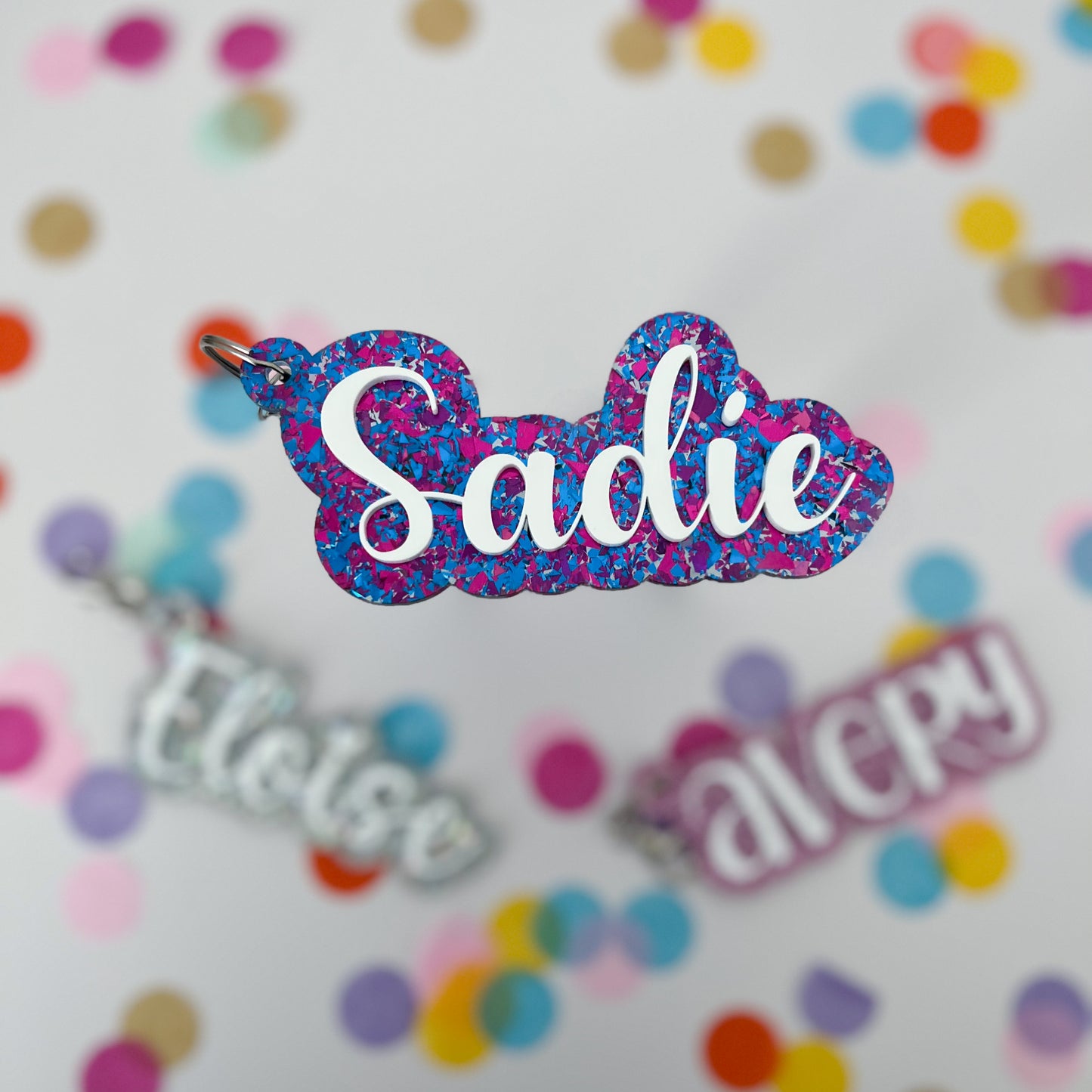 Personalized Glitter Keychain / Bag Tag