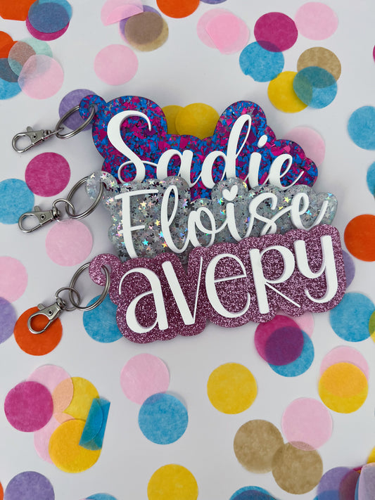 Personalized Glitter Keychain / Bag Tag